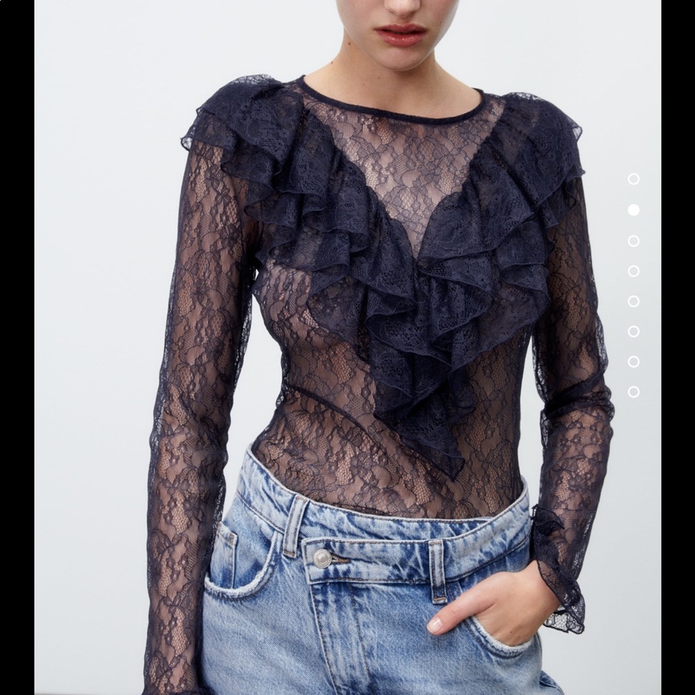 ZARA RUFFLED LACE TOP. - Picture 2 of 6